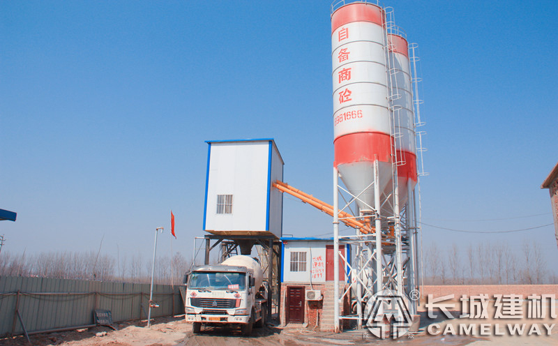 长城建机hzs60搅拌站现场